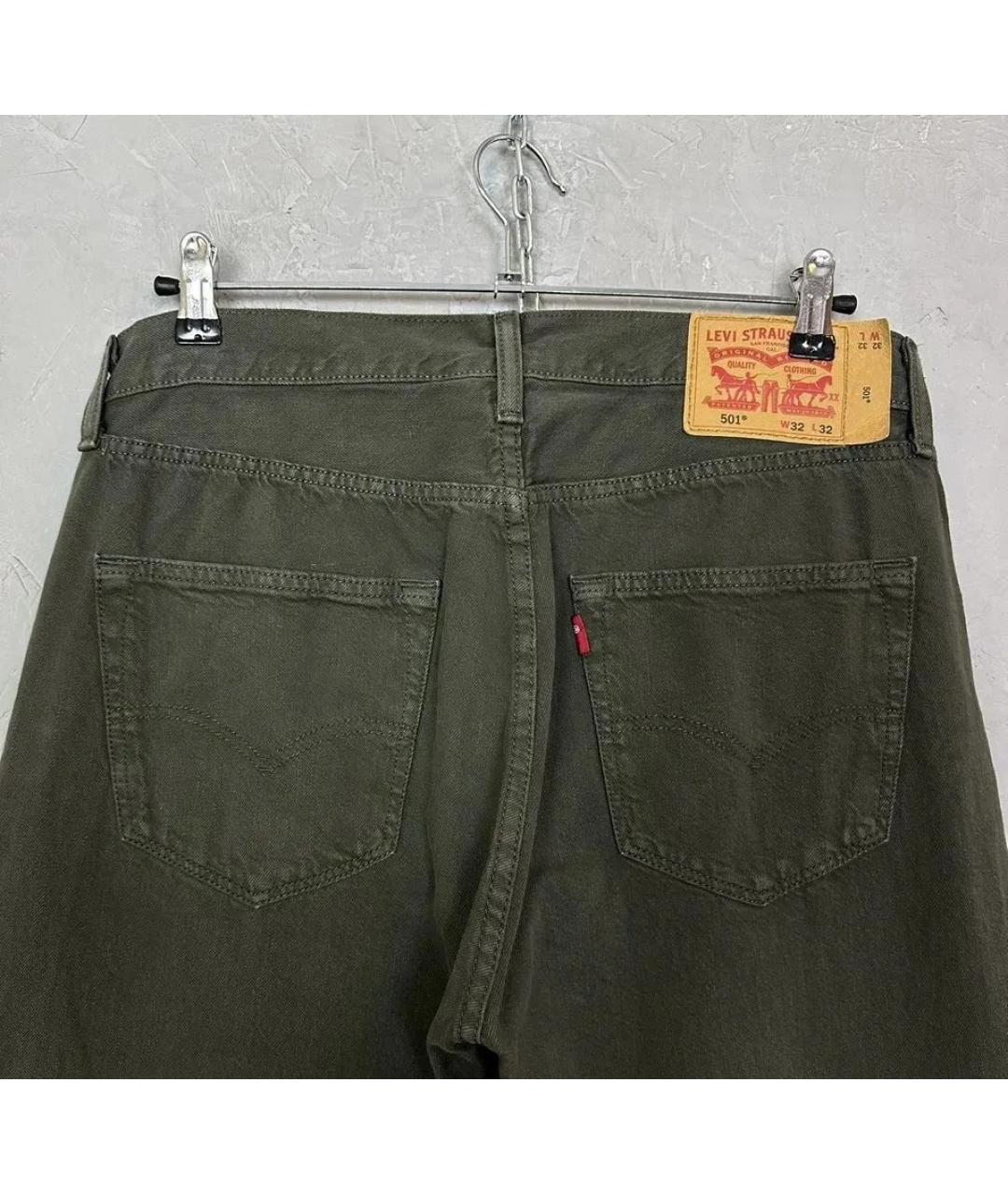 LEVI'S Зеленые хлопковые прямые джинсы, фото 3