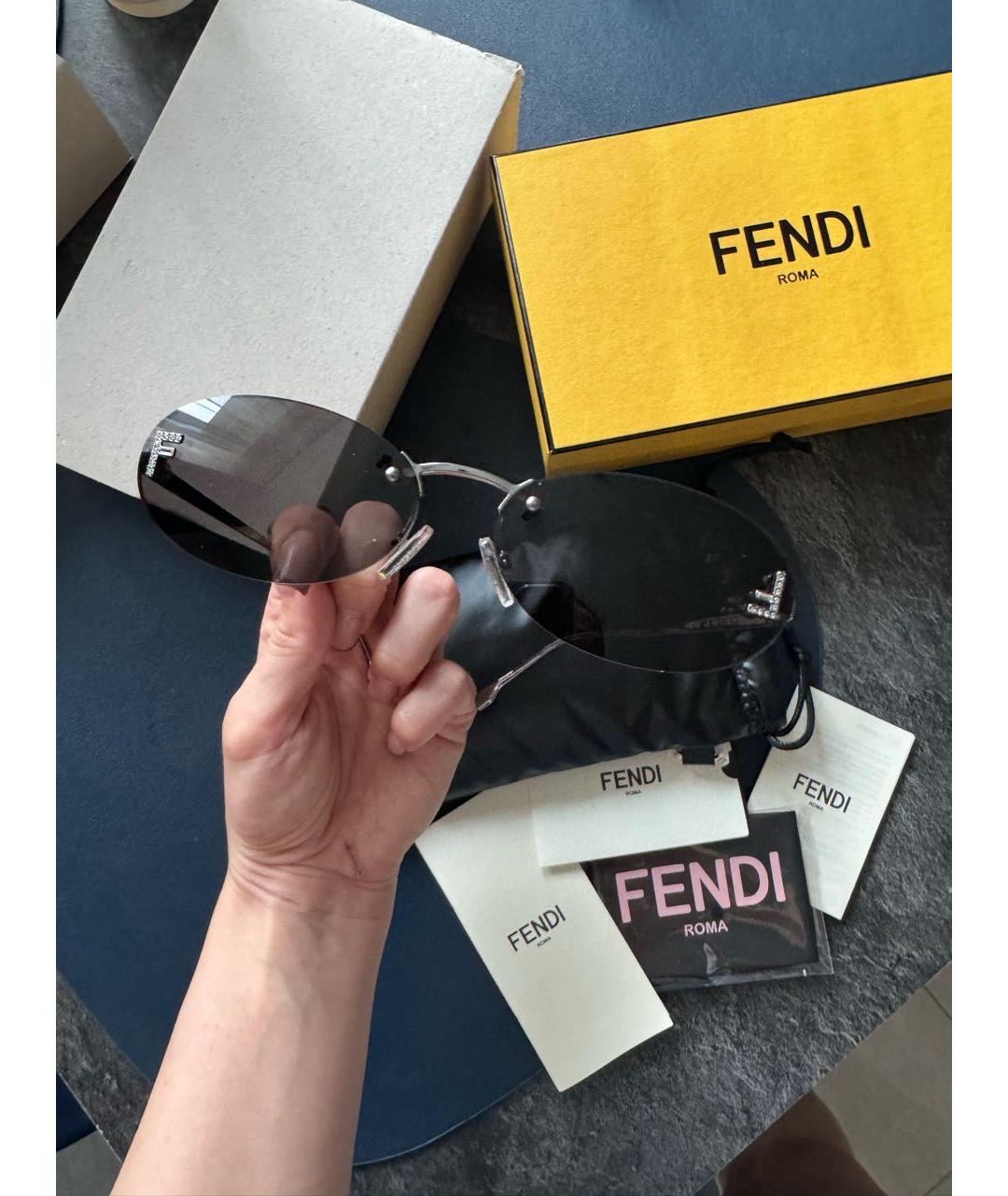 FENDI Черные металлические солнцезащитные очки, фото 5
