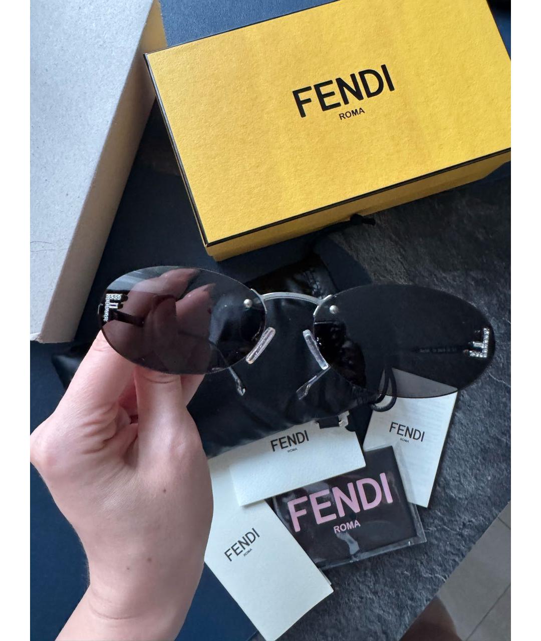 FENDI Черные металлические солнцезащитные очки, фото 4