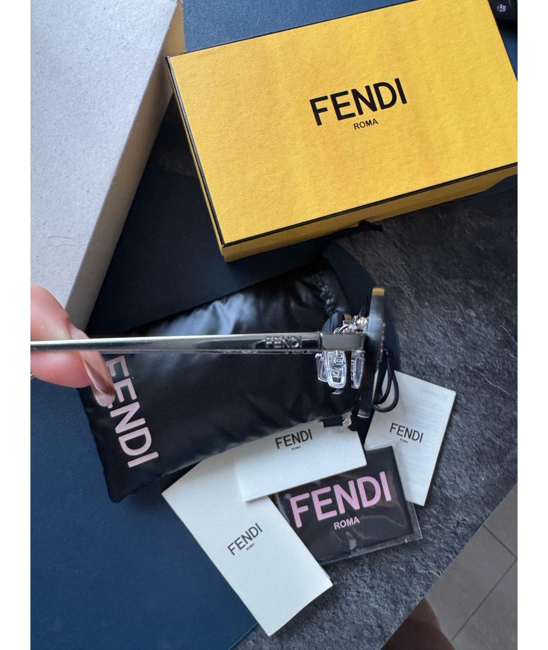 FENDI Черные металлические солнцезащитные очки, фото 3