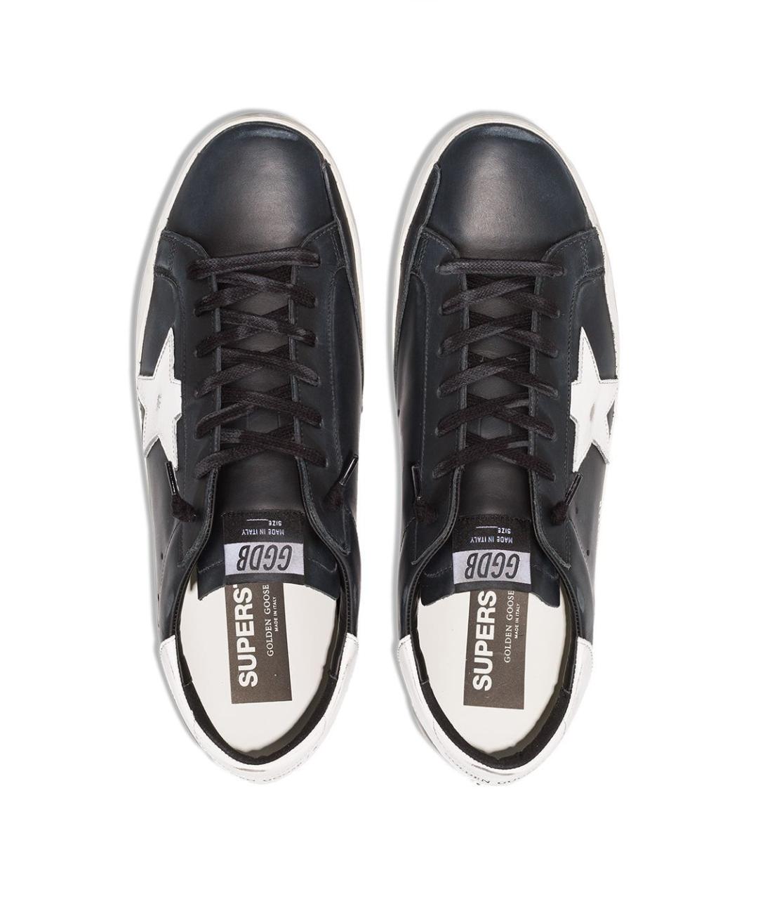 GOLDEN GOOSE DELUXE BRAND Черные кожаные низкие кроссовки / кеды, фото 2