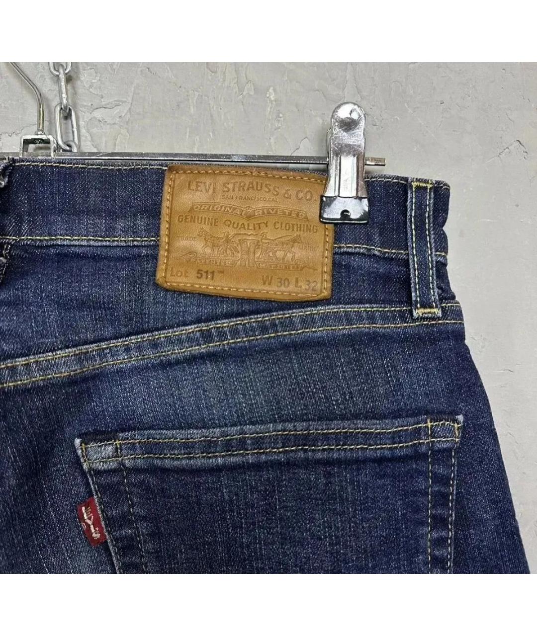 LEVI'S Темно-синие хлопко-эластановые джинсы скинни, фото 4