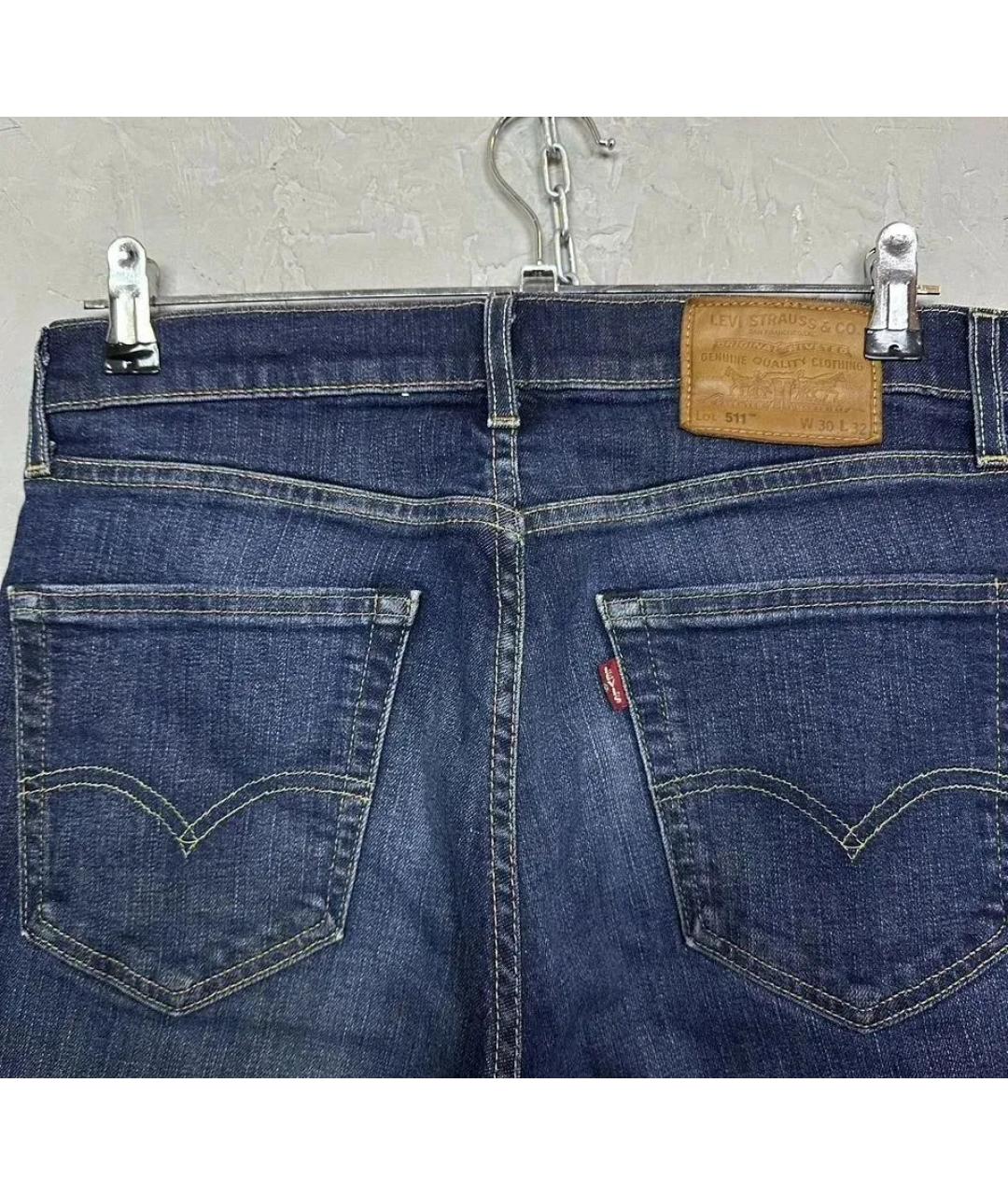 LEVI'S Темно-синие хлопко-эластановые джинсы скинни, фото 3