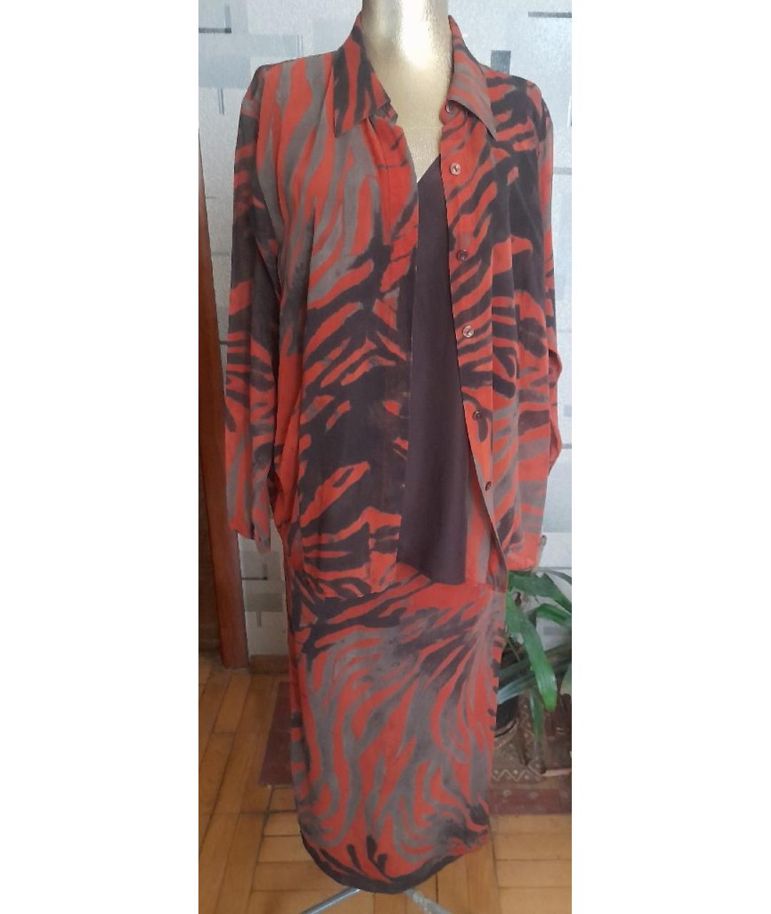 MAX MARA Оранжевый шелковый костюм с юбками, фото 8