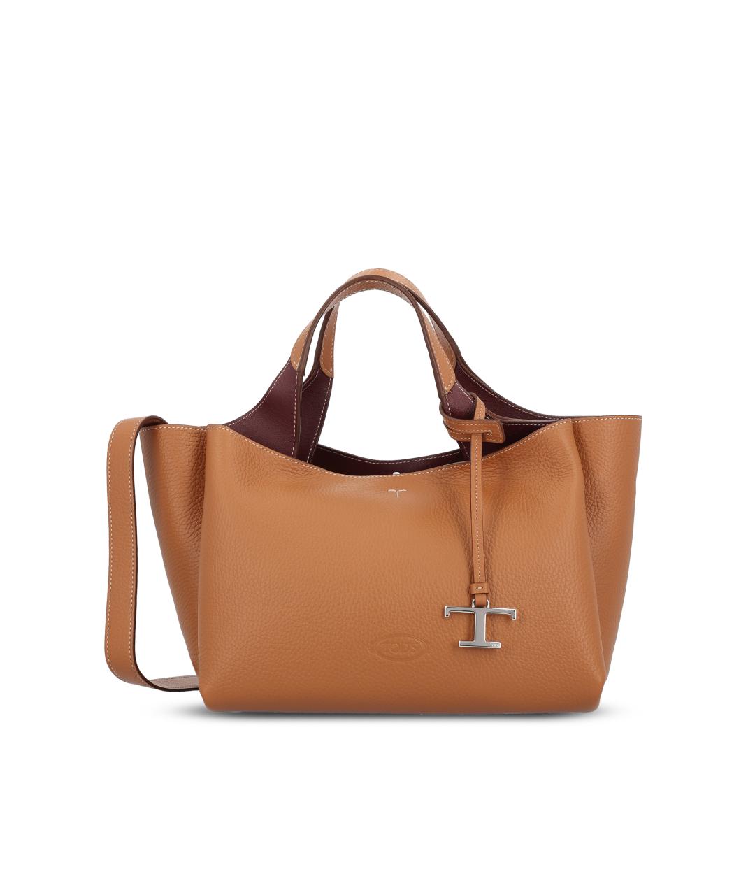 TOD'S Коричневая кожаная сумка тоут, фото 1