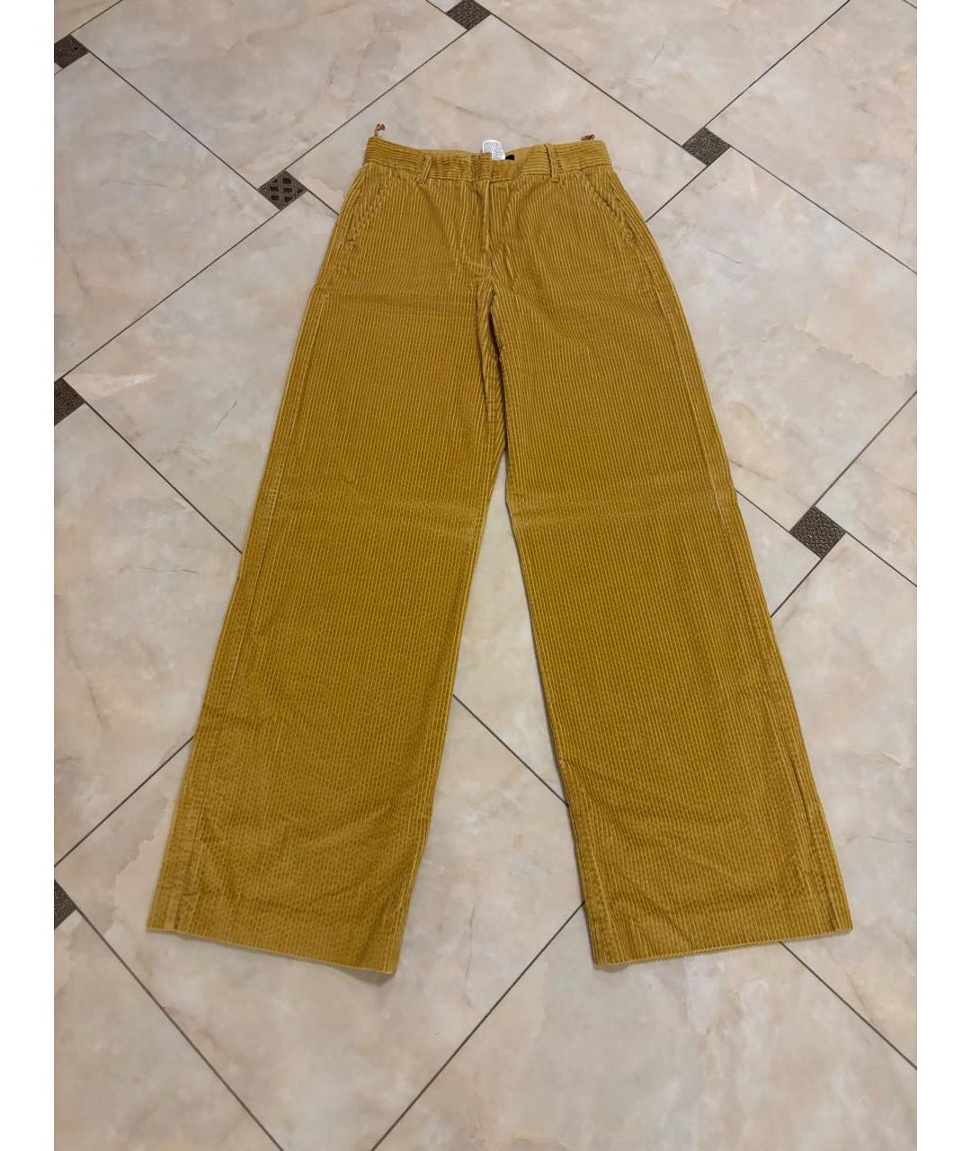 WEEKEND MAX MARA Горчичные хлопковые брюки широкие, фото 7