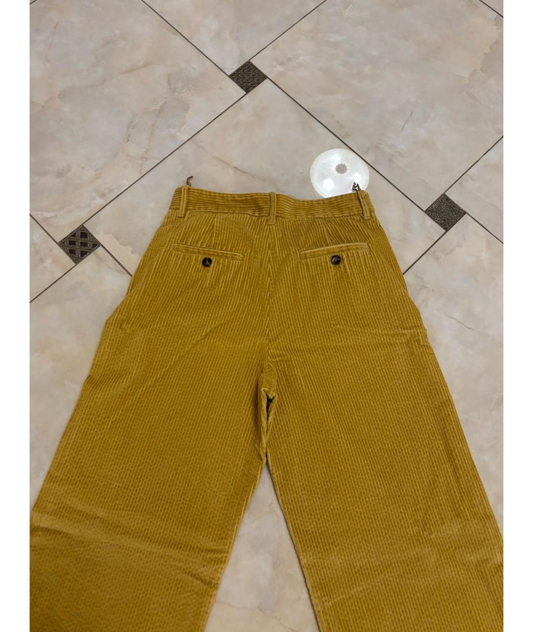 WEEKEND MAX MARA Горчичные хлопковые брюки широкие, фото 6