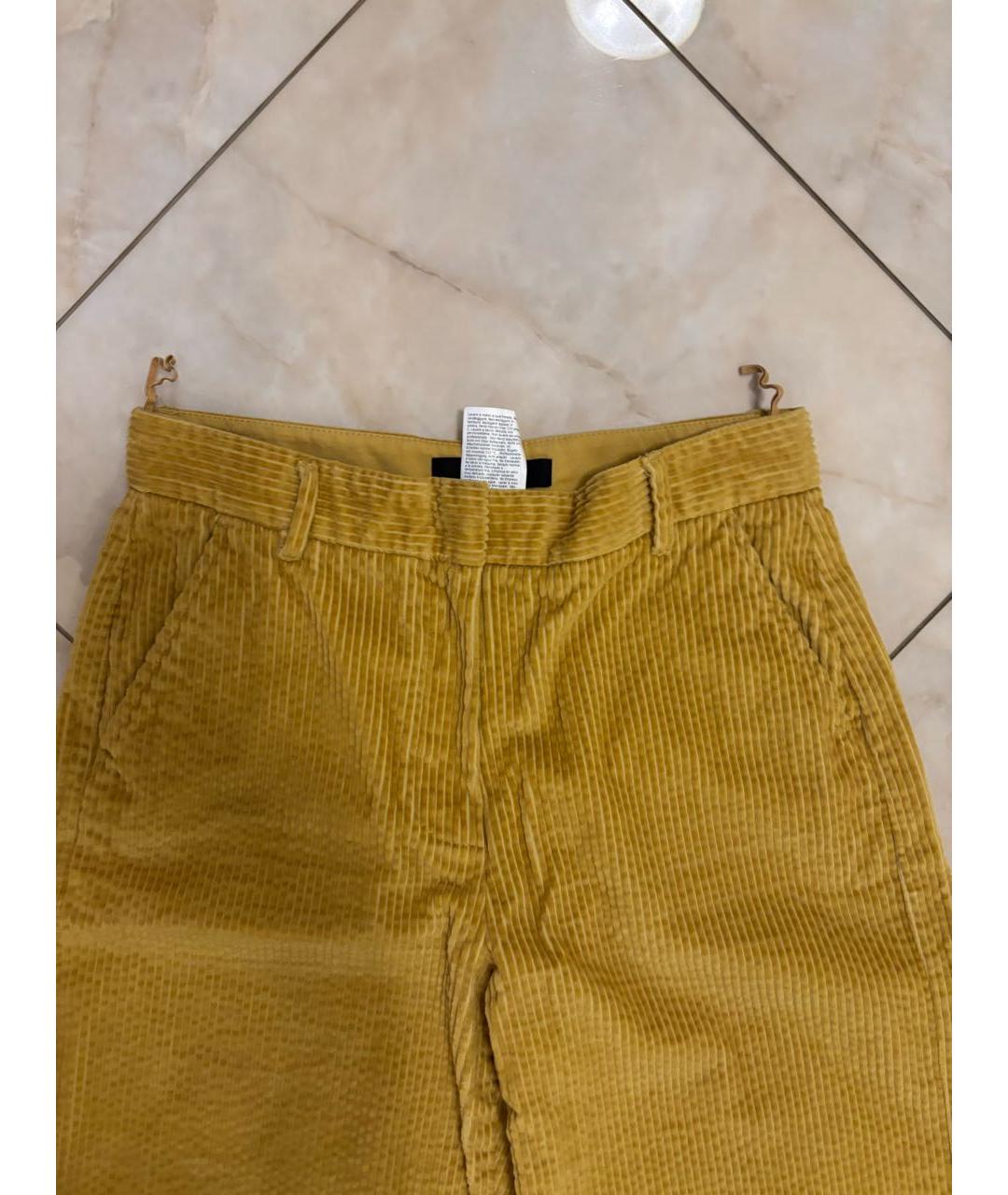 WEEKEND MAX MARA Горчичные хлопковые брюки широкие, фото 3