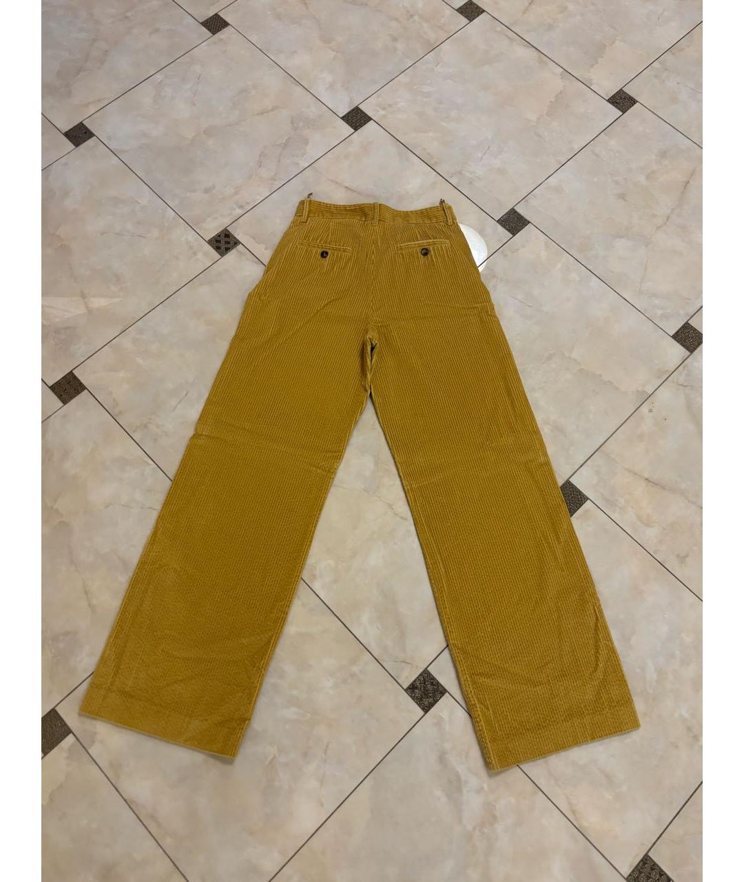 WEEKEND MAX MARA Горчичные хлопковые брюки широкие, фото 5