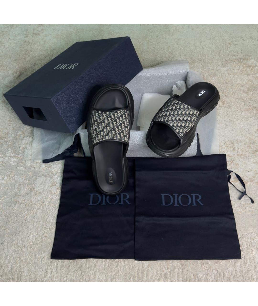 CHRISTIAN DIOR Черные резиновые шлепанцы, фото 7