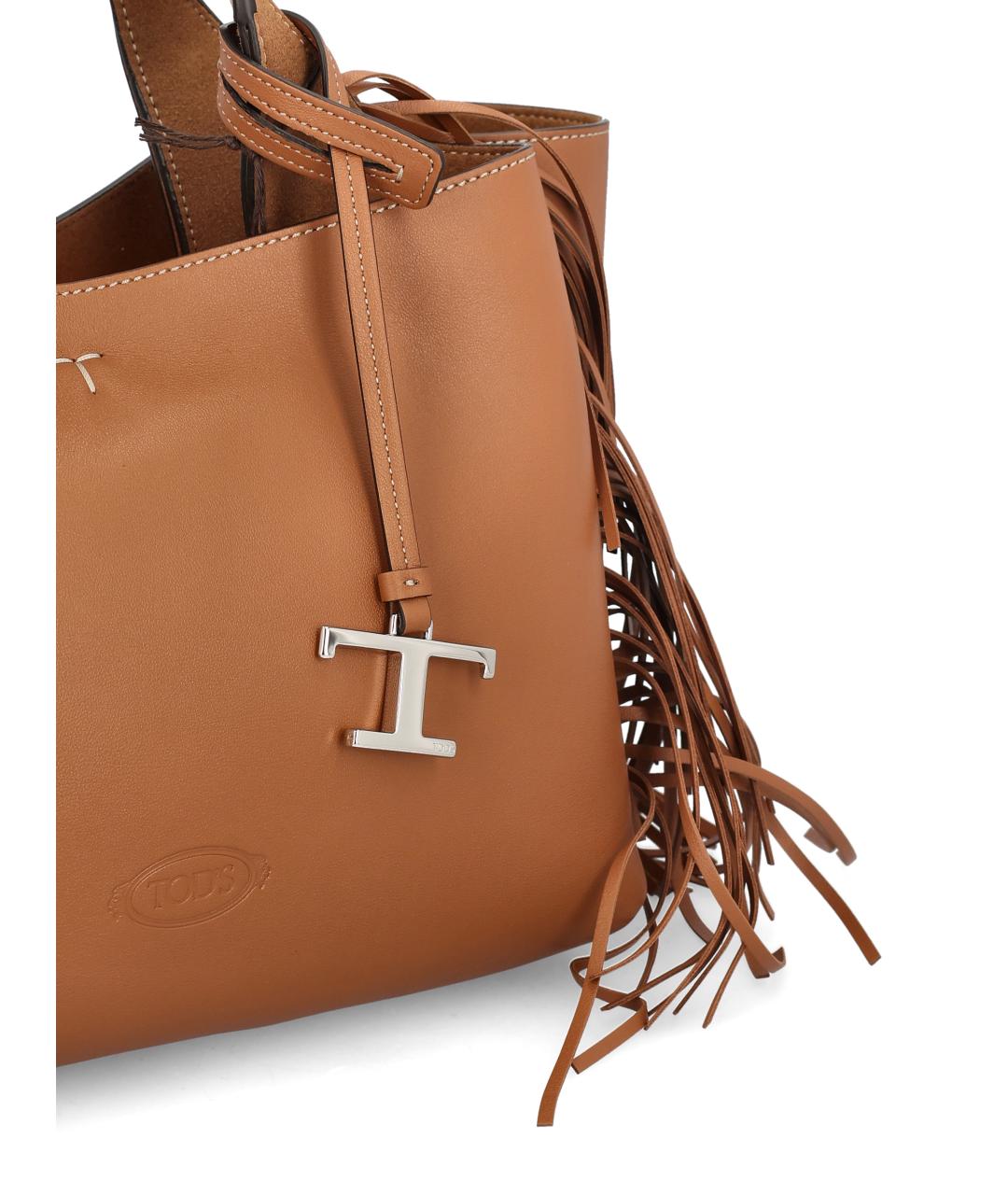 TOD'S Коричневая кожаная сумка тоут, фото 3