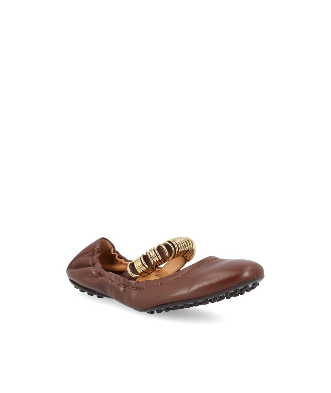 TOD'S Коричневые кожаные балетки, фото 2