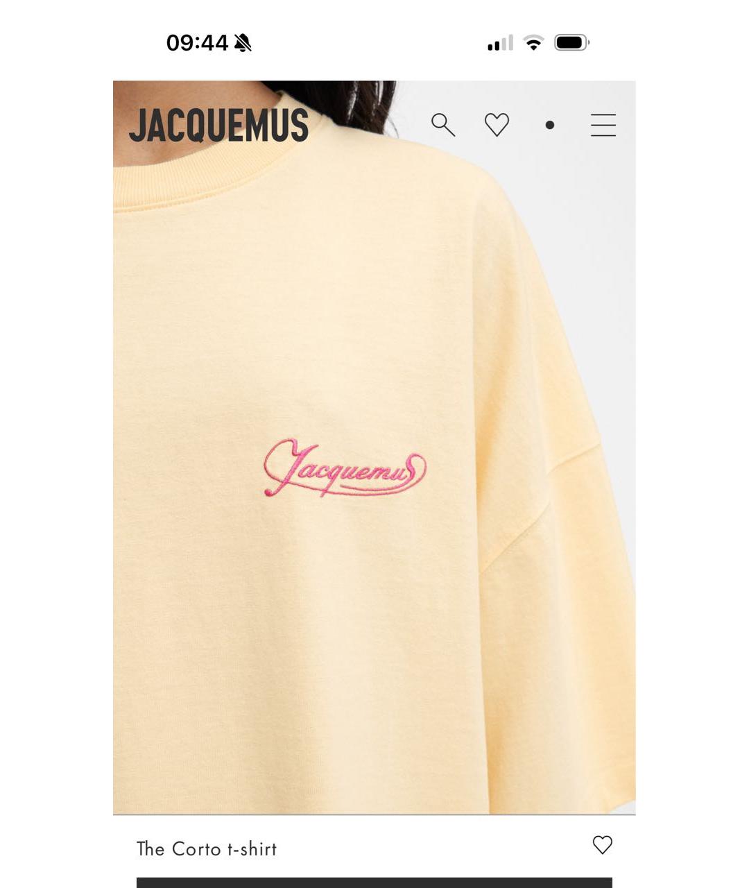 JACQUEMUS Желтая хлопковая футболка, фото 8