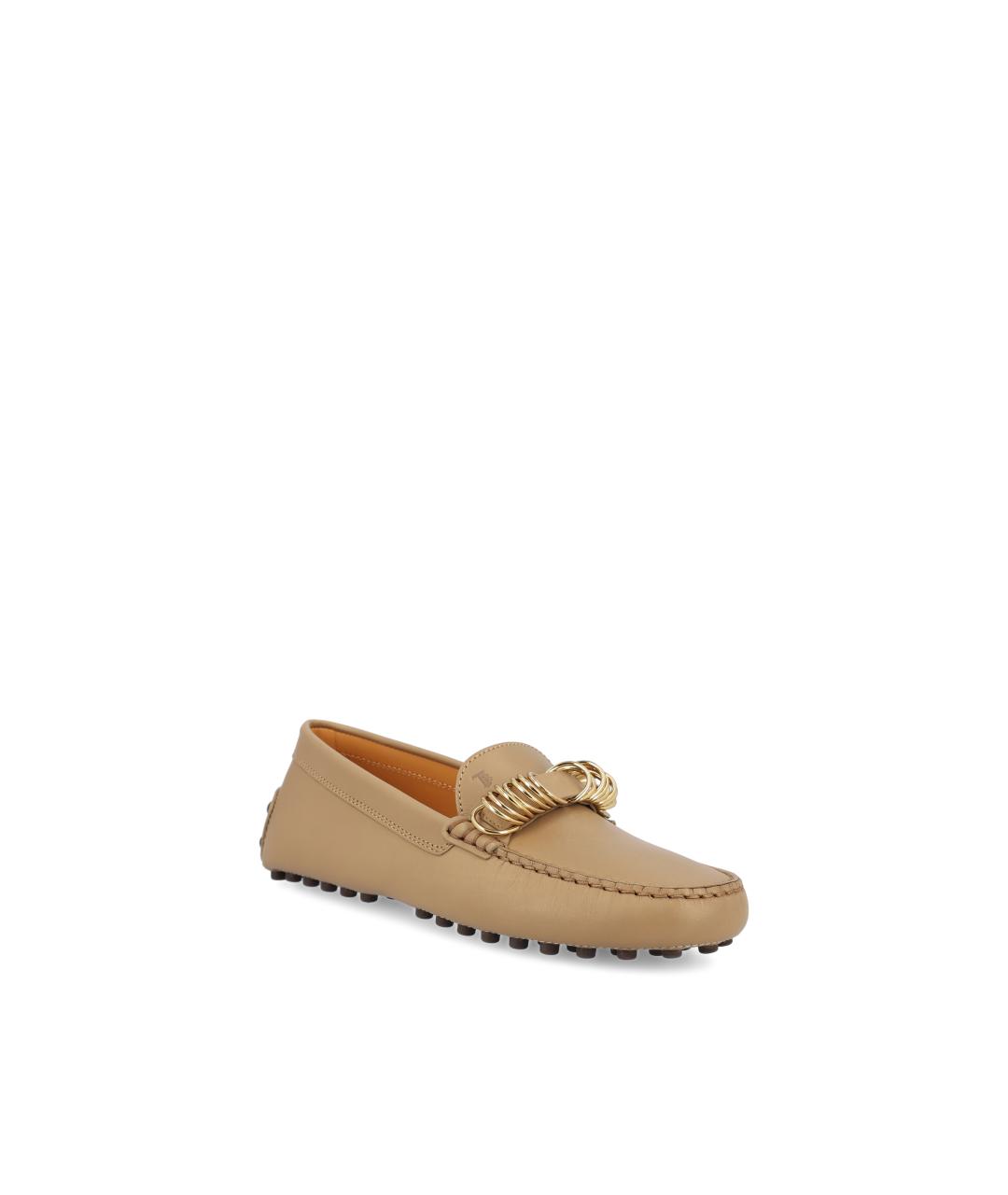 TOD'S Бежевые кожаные мокасины, фото 3
