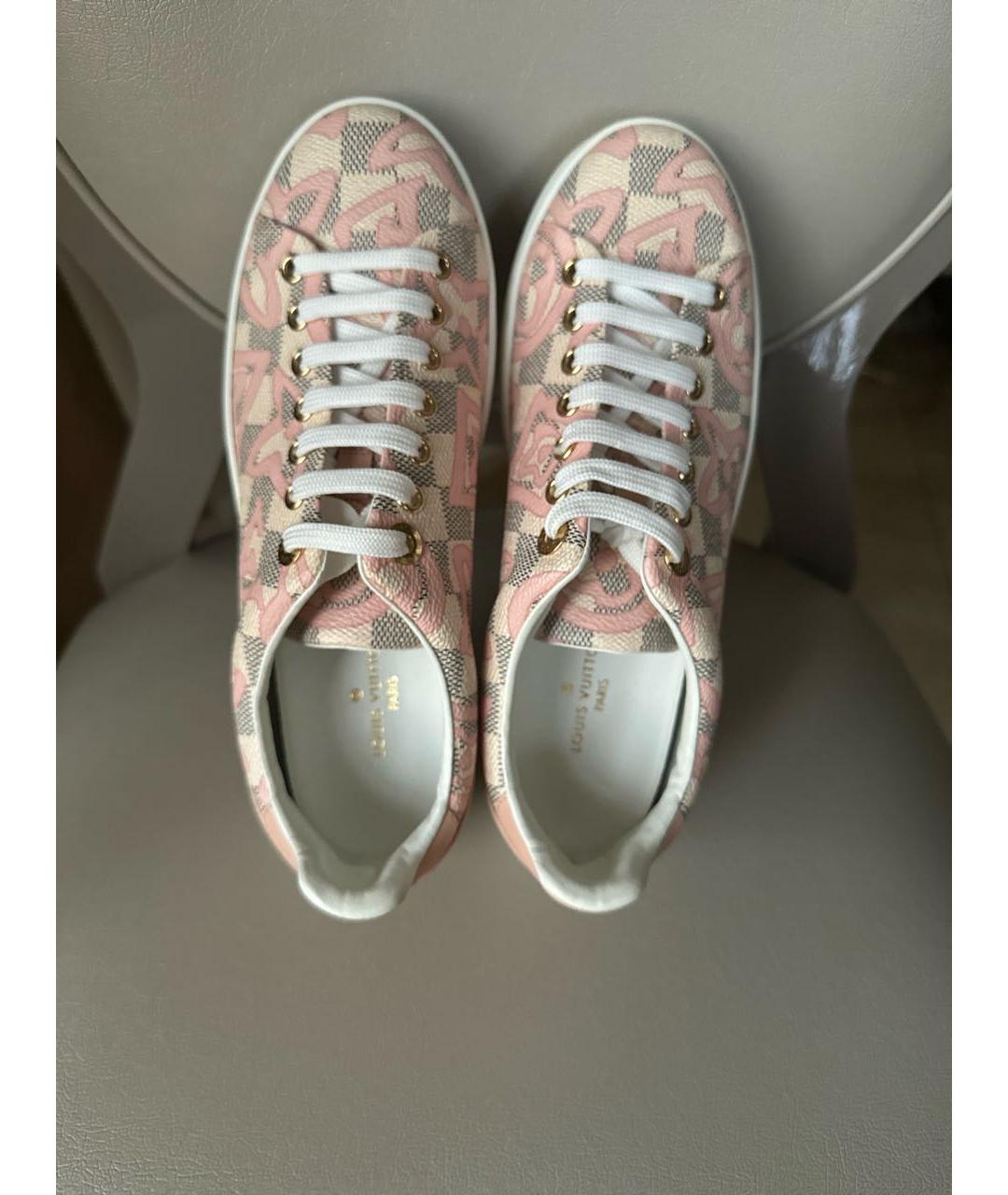 LOUIS VUITTON Розовые кожаные кеды, фото 3