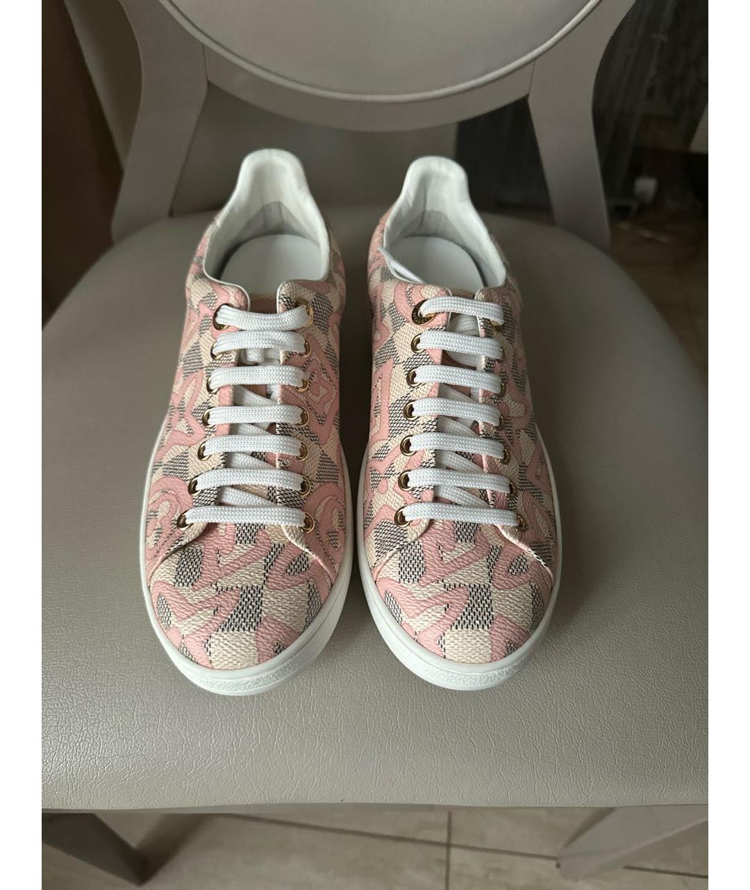 LOUIS VUITTON Розовые кожаные кеды, фото 2