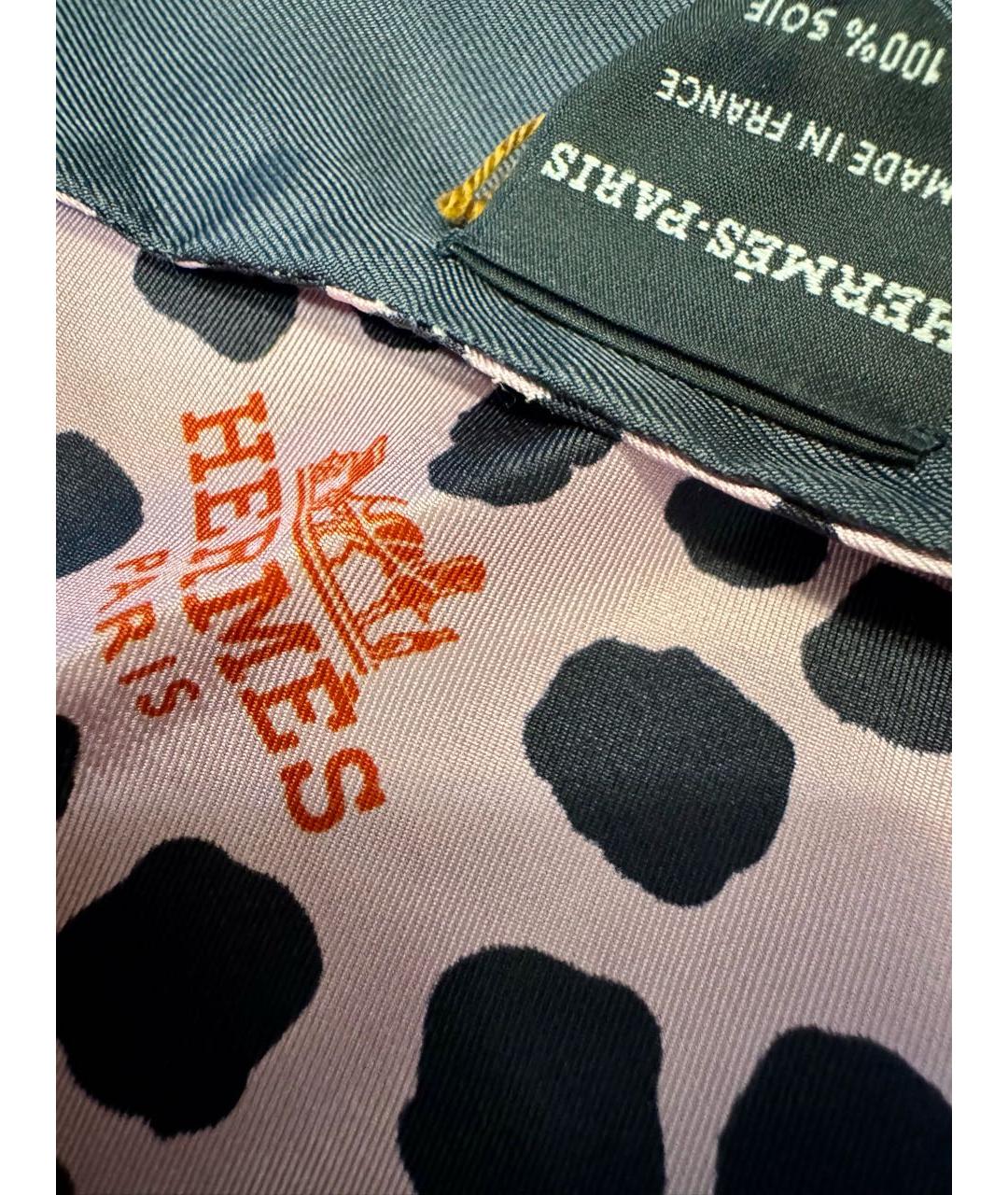 HERMES Фиолетовый шелковый платок, фото 2