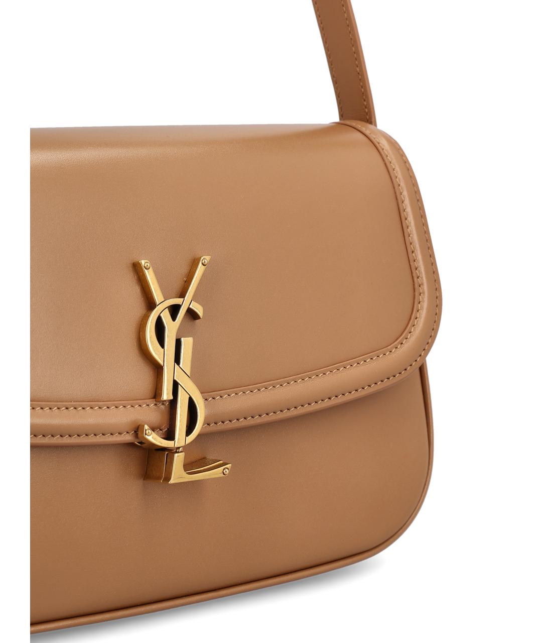 SAINT LAURENT Коричневая кожаная сумка через плечо, фото 2