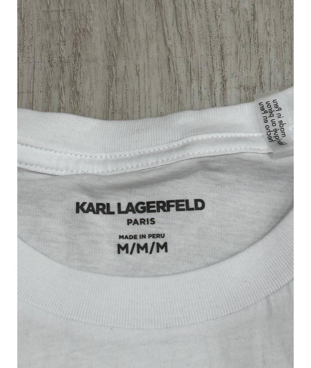 KARL LAGERFELD Белая хлопковая футболка, фото 6