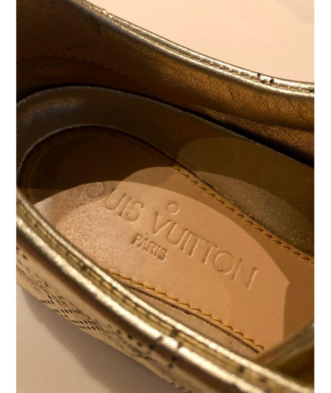 LOUIS VUITTON Золотые кожаные кроссовки, фото 8