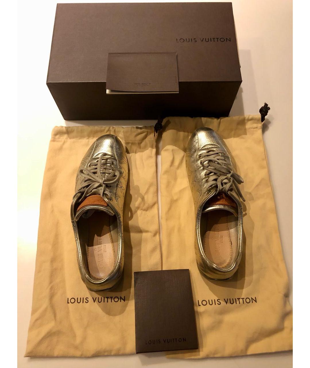 LOUIS VUITTON Золотые кожаные кроссовки, фото 3