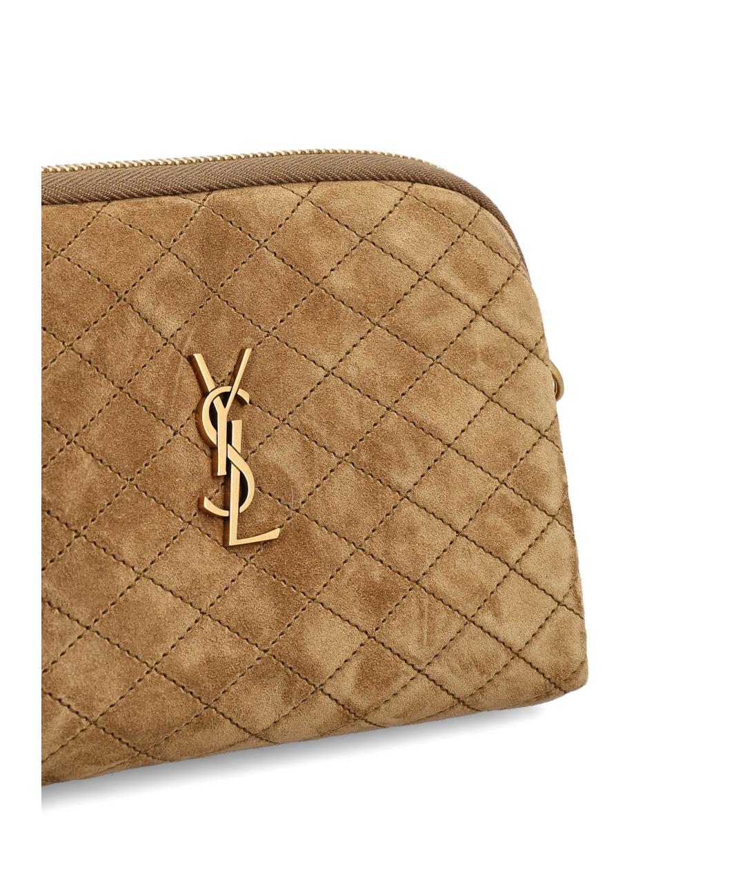 SAINT LAURENT Коричневая кожаная сумка через плечо, фото 3