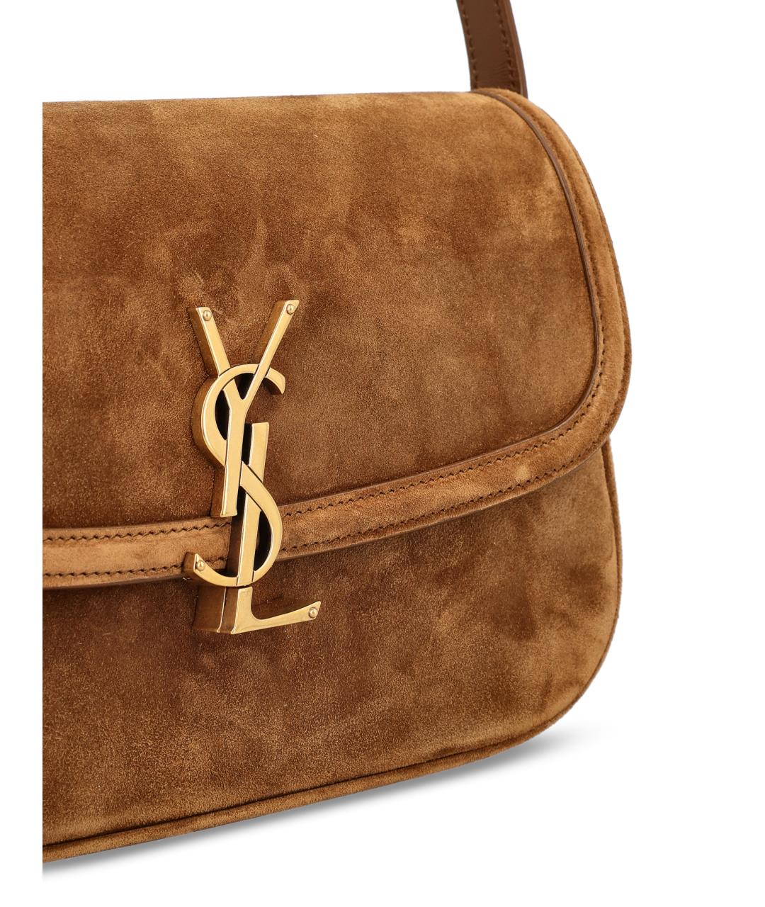 SAINT LAURENT Коричневая кожаная сумка через плечо, фото 2
