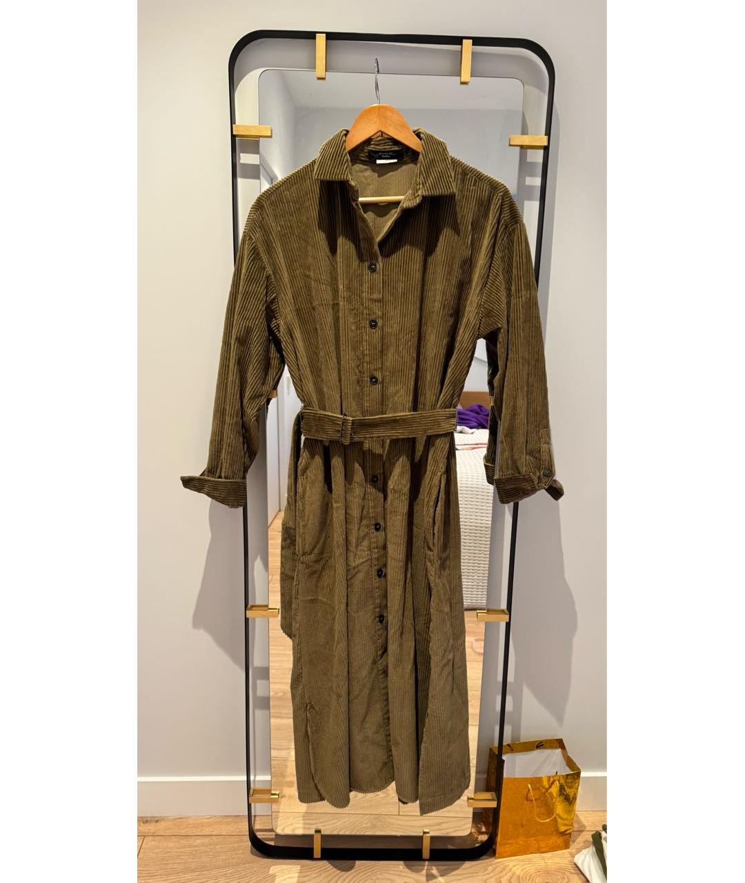 WEEKEND MAX MARA Хаки велюровое повседневное платье, фото 5