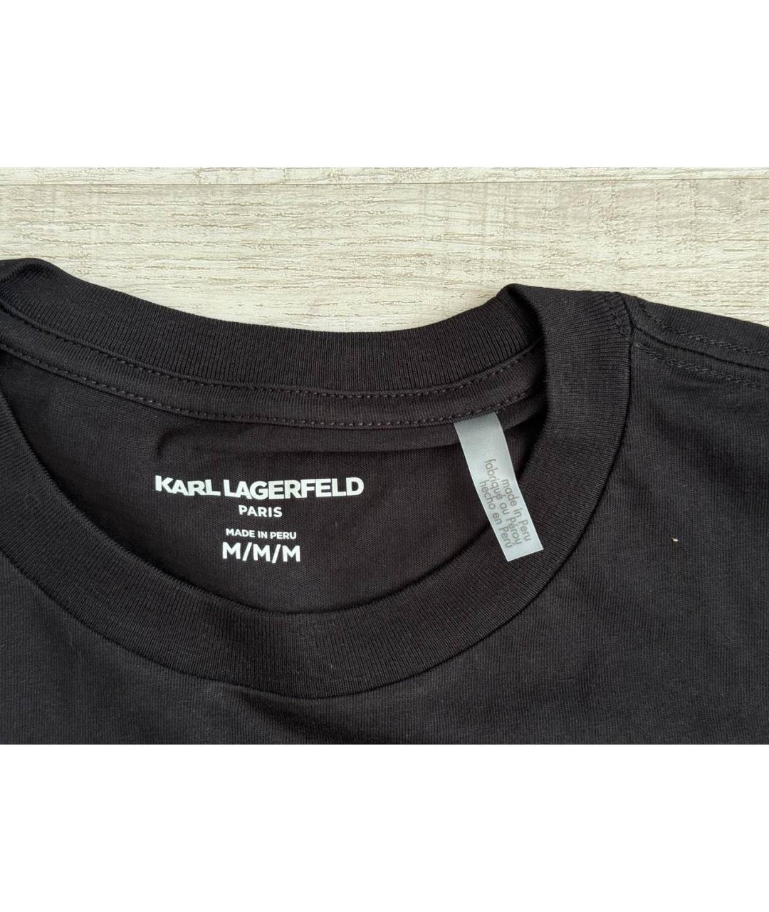 KARL LAGERFELD Черная хлопковая футболка, фото 4