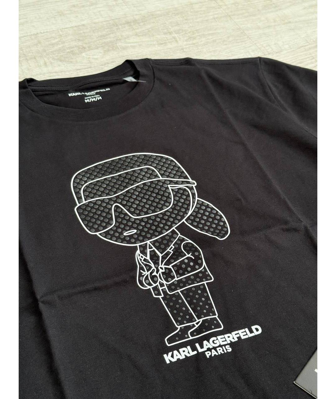 KARL LAGERFELD Черная хлопковая футболка, фото 2