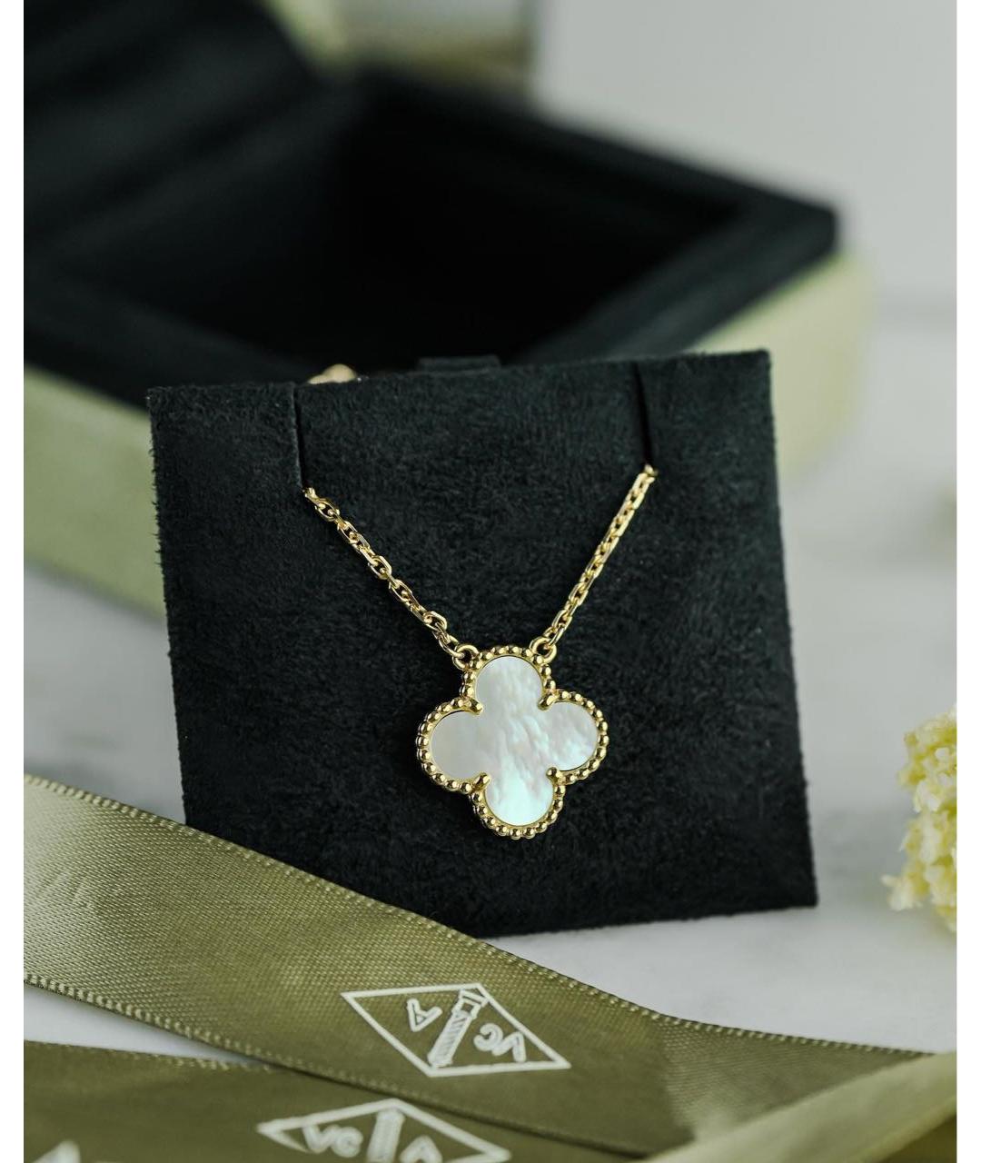 VAN CLEEF & ARPELS Белая цепочка/подвеска из желтого золота, фото 2