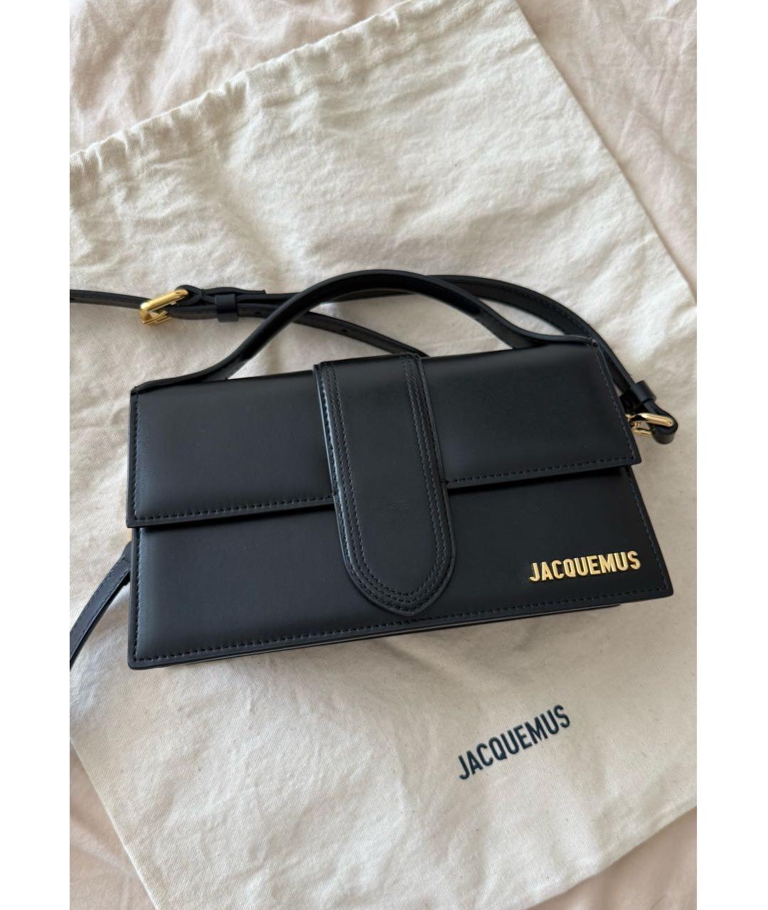 JACQUEMUS Черная кожаная сумка с короткими ручками, фото 2