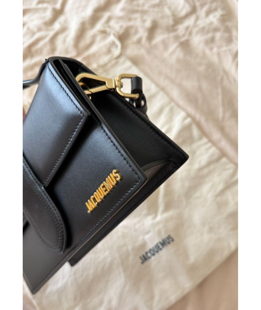 JACQUEMUS Черная кожаная сумка с короткими ручками, фото 7