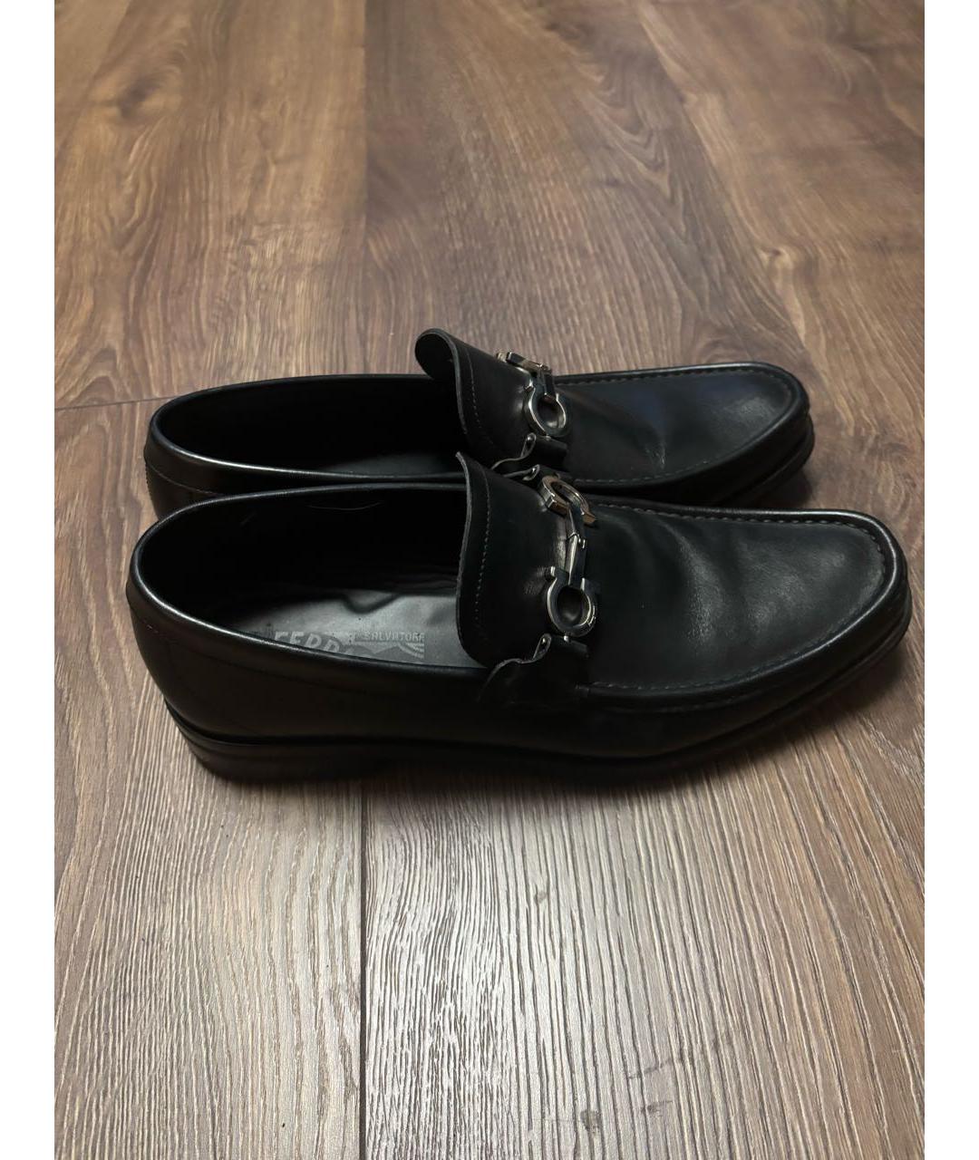 FERRAGAMO Черные кожаные лоферы, фото 6