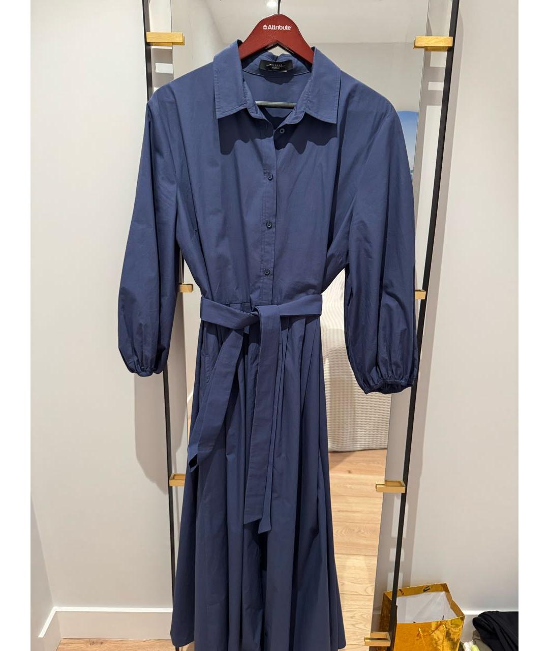 WEEKEND MAX MARA Темно-синее хлопковое повседневное платье, фото 8