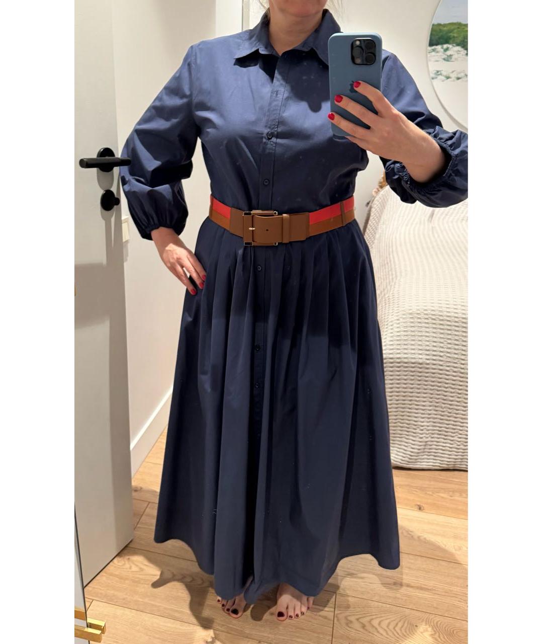 WEEKEND MAX MARA Темно-синее хлопковое повседневное платье, фото 2