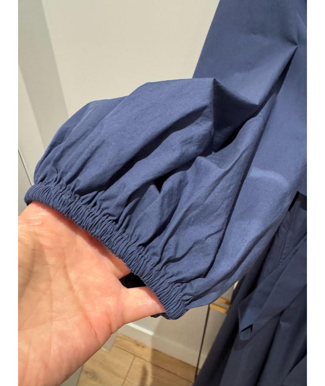 WEEKEND MAX MARA Темно-синее хлопковое повседневное платье, фото 4