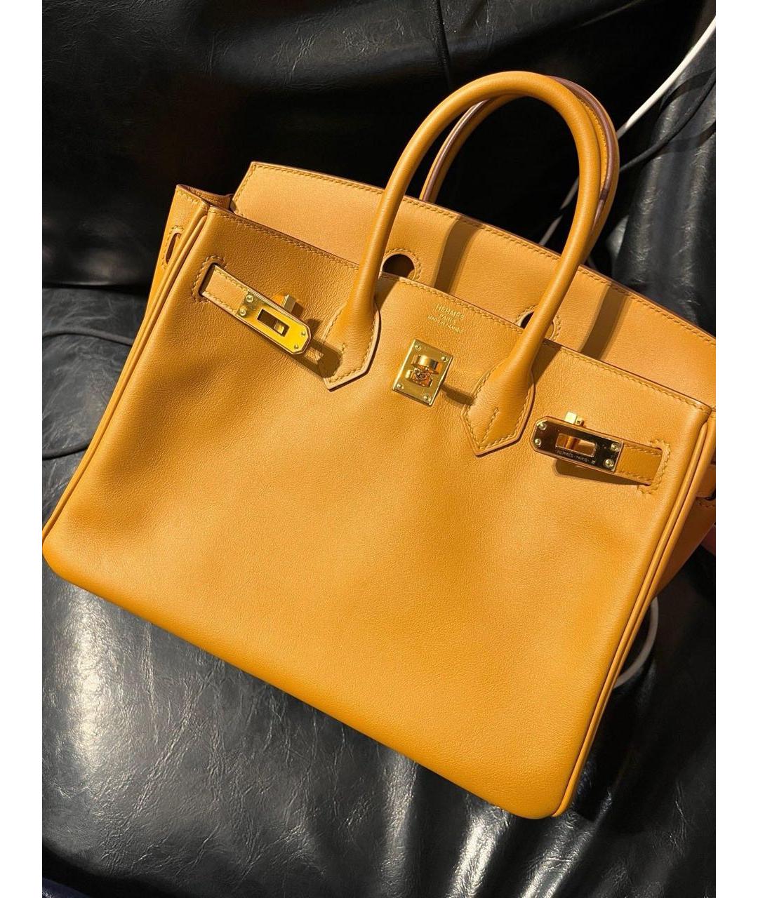 HERMES Коричневая кожаная сумка с короткими ручками, фото 2