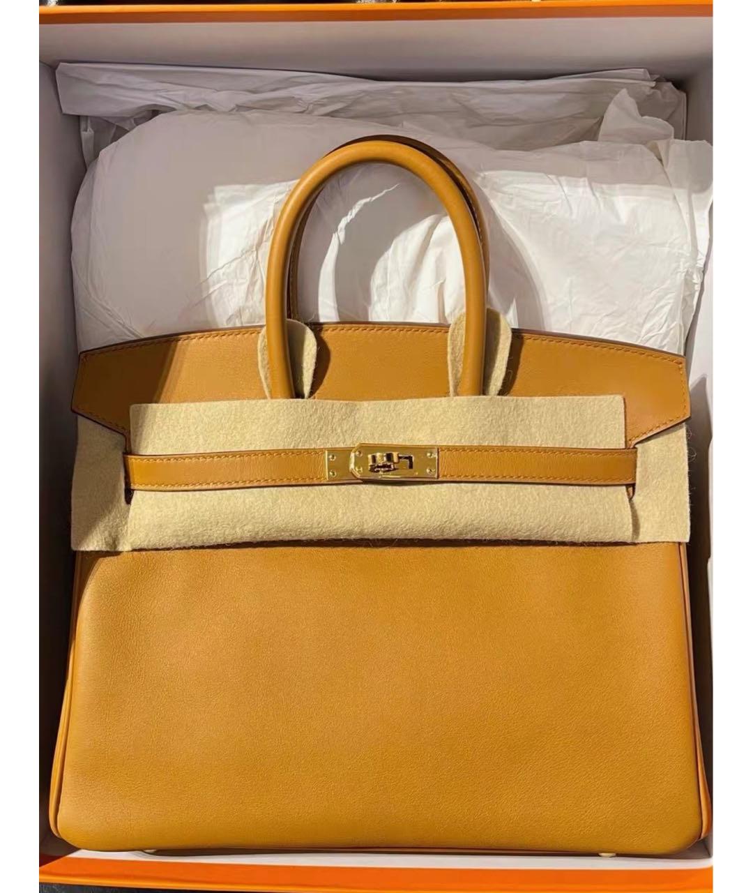 HERMES Коричневая кожаная сумка с короткими ручками, фото 5