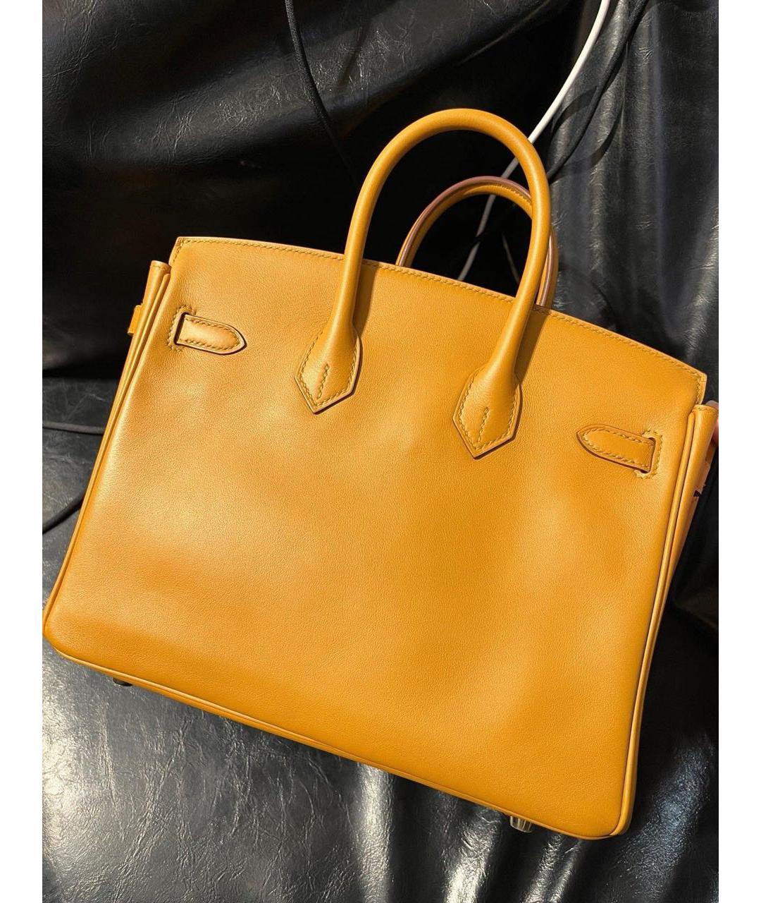 HERMES Коричневая кожаная сумка с короткими ручками, фото 3