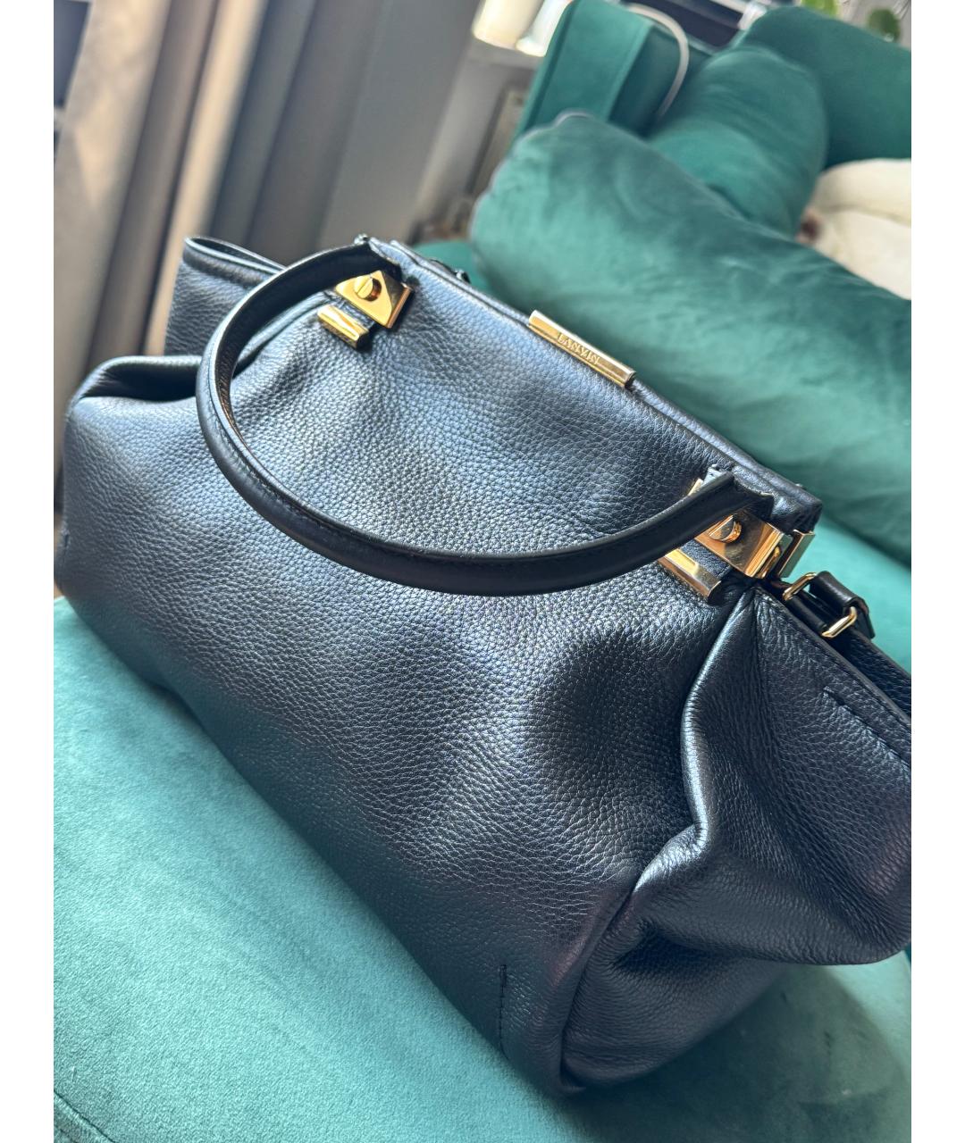 LANVIN Черная кожаная сумка с короткими ручками, фото 2