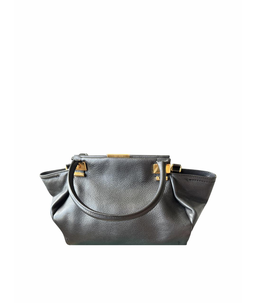 LANVIN Черная кожаная сумка с короткими ручками, фото 1
