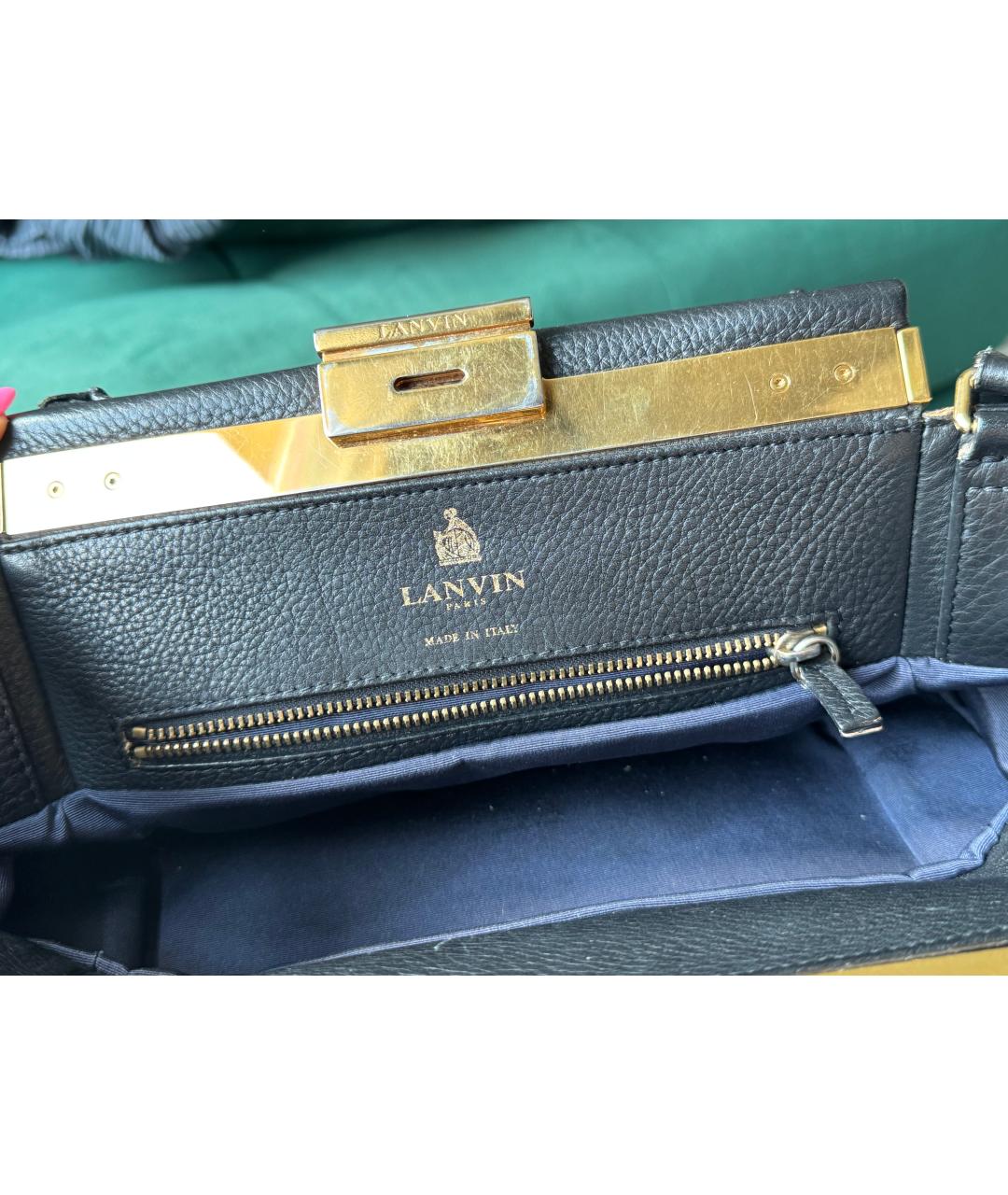 LANVIN Черная кожаная сумка с короткими ручками, фото 4