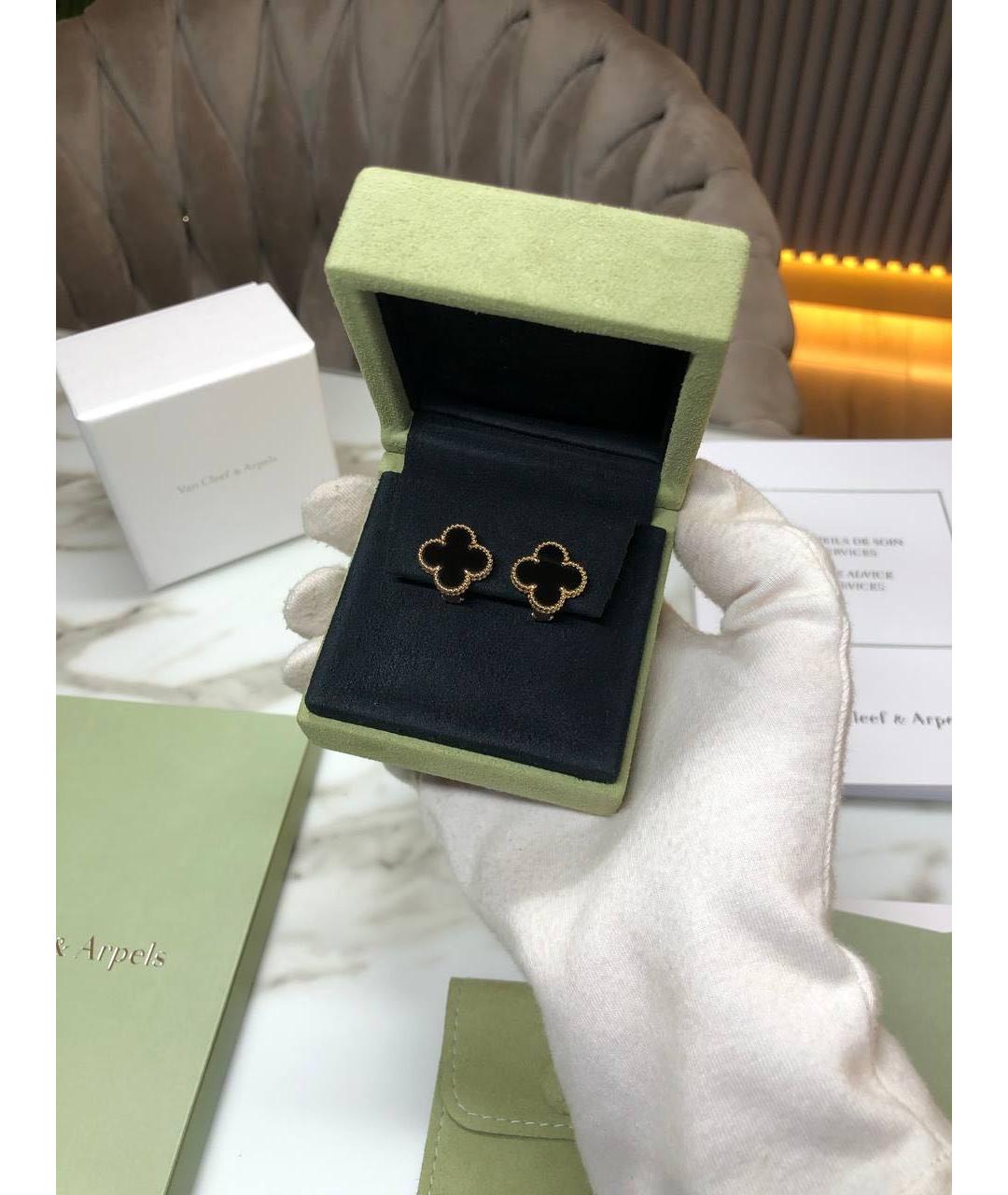 VAN CLEEF & ARPELS Черные серьги из желтого золота, фото 3