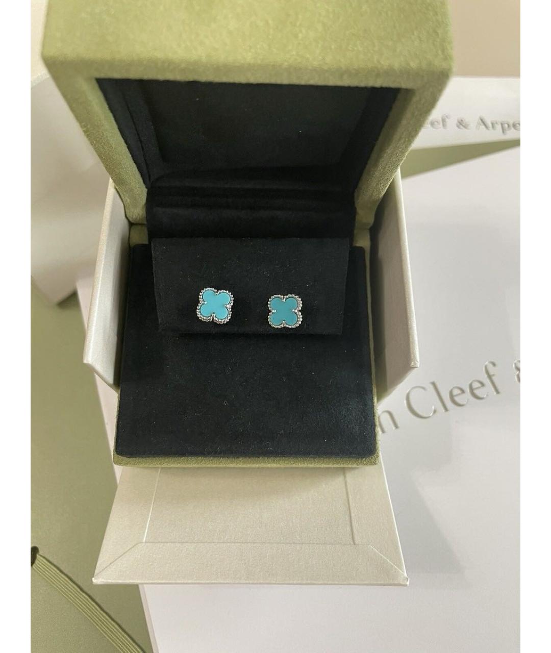 VAN CLEEF & ARPELS Бирюзовые серьги из белого золота, фото 2