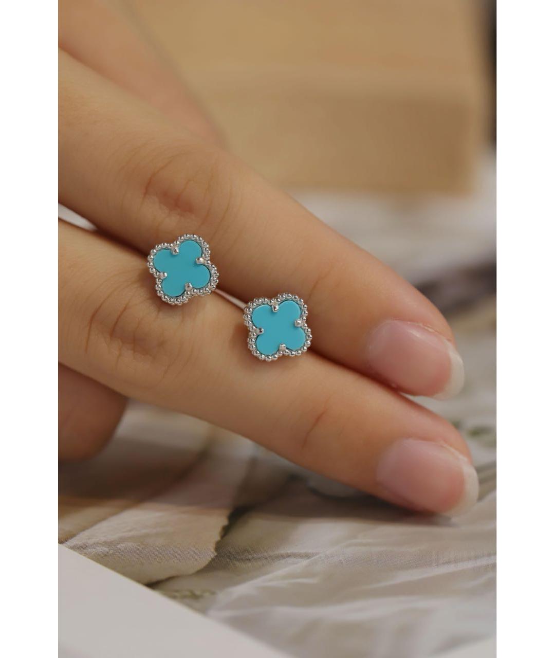 VAN CLEEF & ARPELS Бирюзовые серьги из белого золота, фото 3