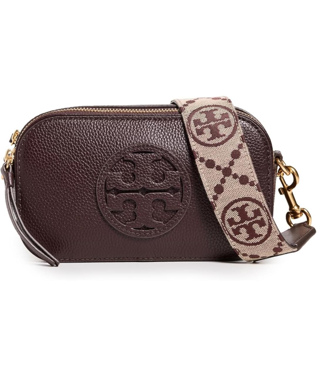 TORY BURCH Бордовая кожаная сумка через плечо, фото 1