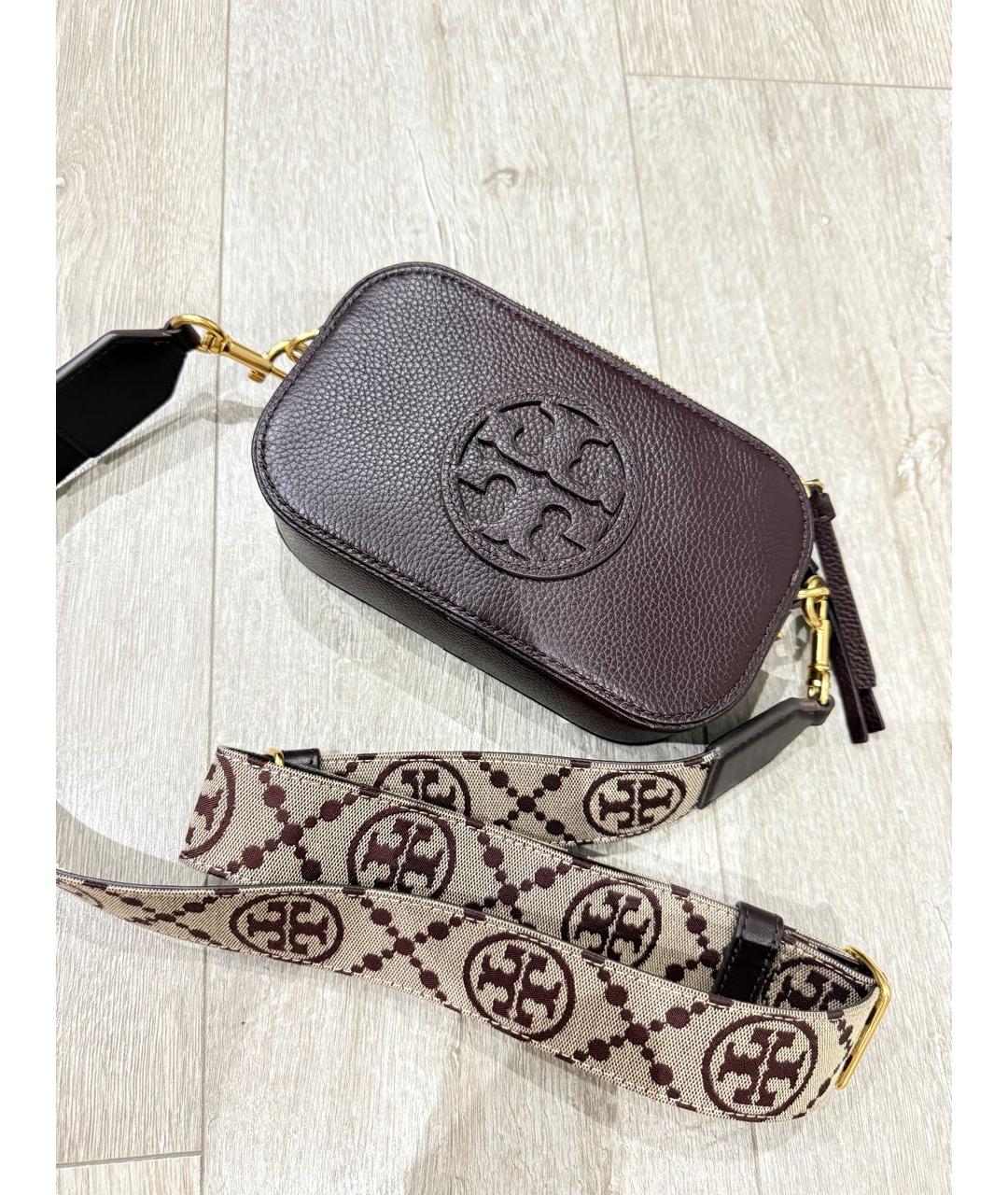 TORY BURCH Бордовая кожаная сумка через плечо, фото 6