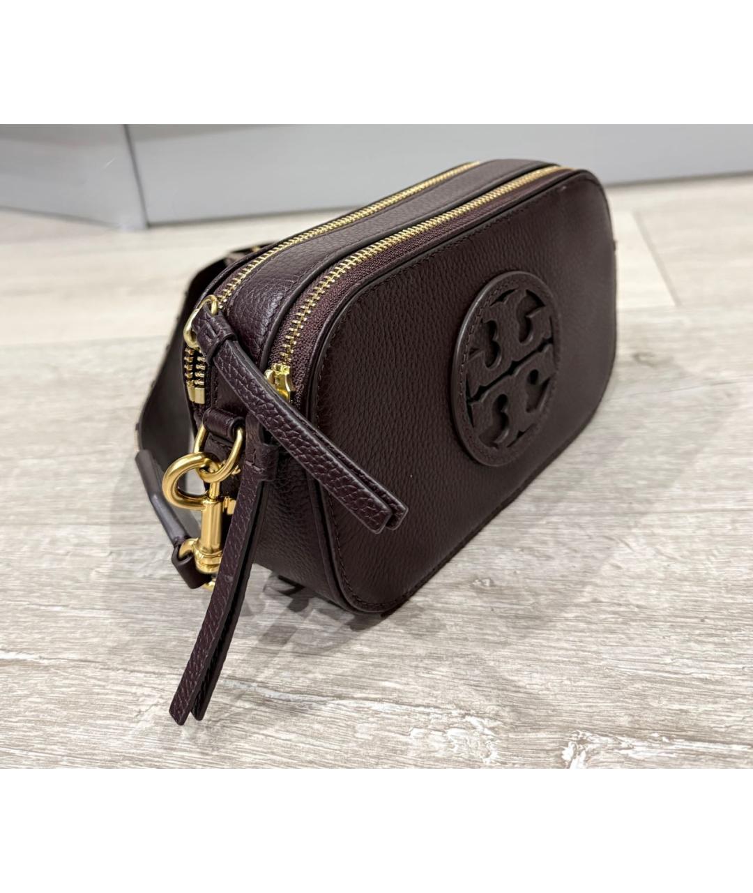 TORY BURCH Бордовая кожаная сумка через плечо, фото 3