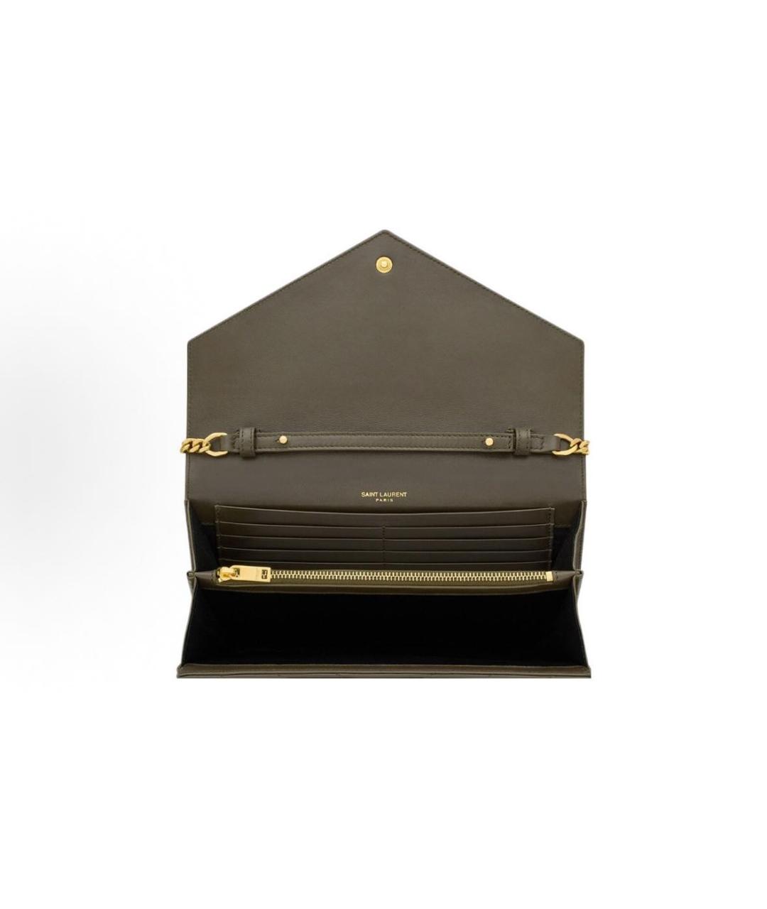 SAINT LAURENT Хаки кожаная сумка на плечо, фото 4